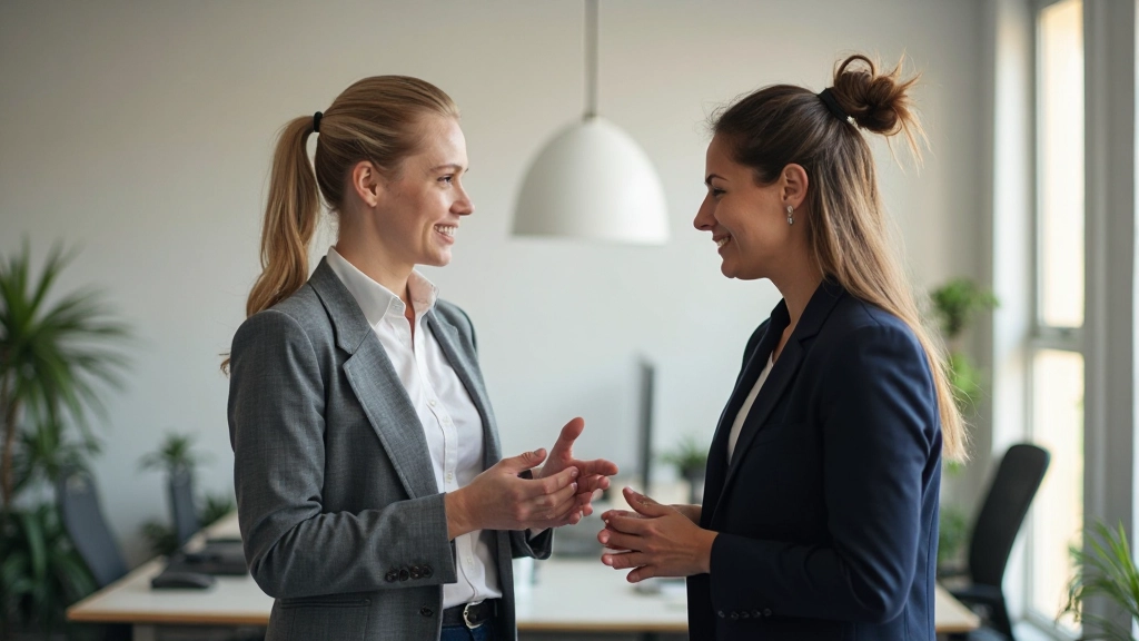 Twee professionalen voeren een betekenisvol gesprek, het tonen van sterke netwerkcommunicatie