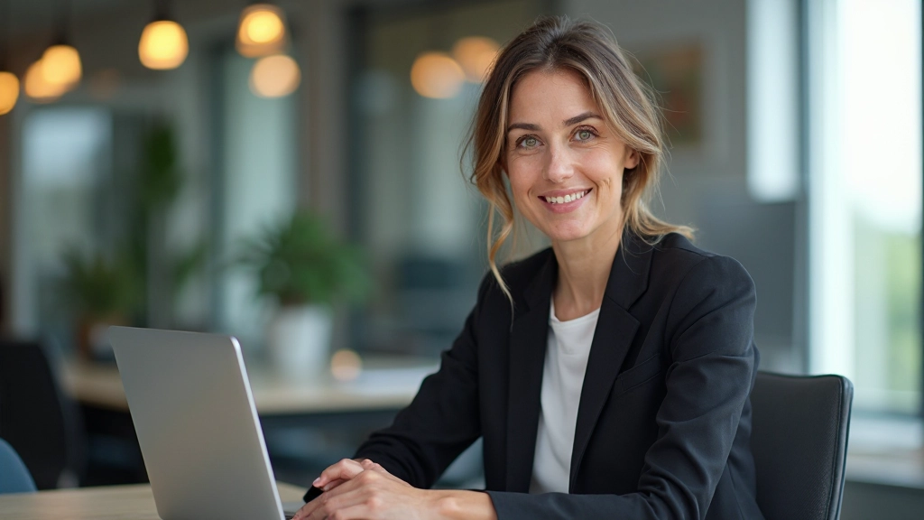 Professioneel persoon aan bureau met laptop, schrijft vervolgmail naar netwerkcontact met aantekeningen